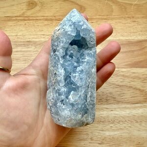 Blue Celestite Druzy Point Crystal